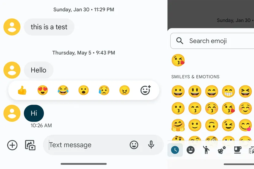 In Google Messages you can now respond to messages with any emoji