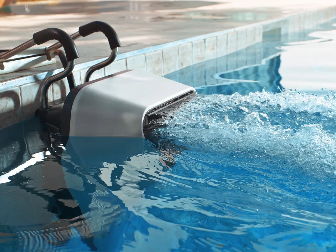 iGarden Swim Jet X Series sur le bord d'une piscine