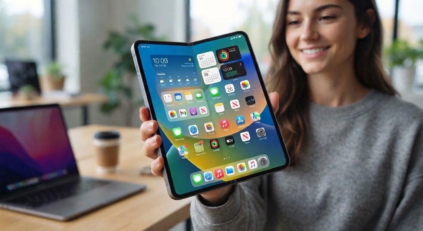 Концепт складного iPhone с линией сгиба