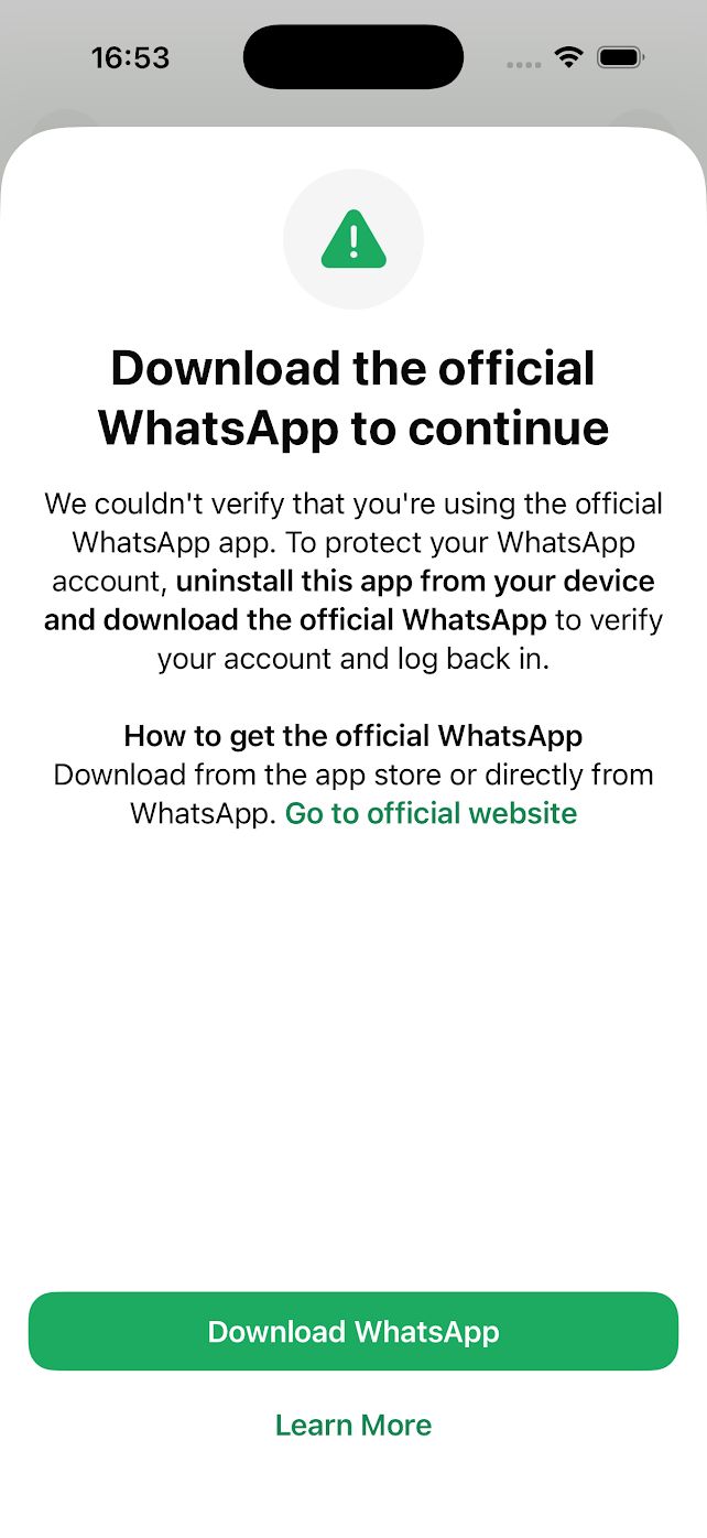 Alerte de sécurité WhatsApp