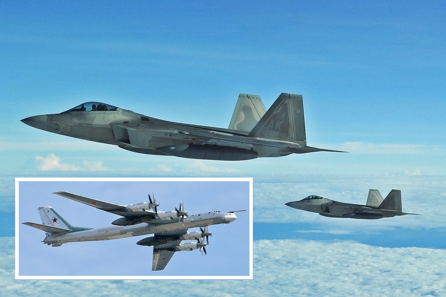 I caccia F-22 di quinta generazione intercettano due bombardieri nucleari russi Tu-95 vicino all'Alaska