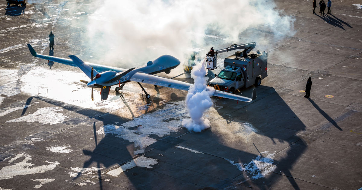 MQ-9B SkyGuardian supera il test del freddo: il drone può operare a temperature di -21 gradi Celsius
