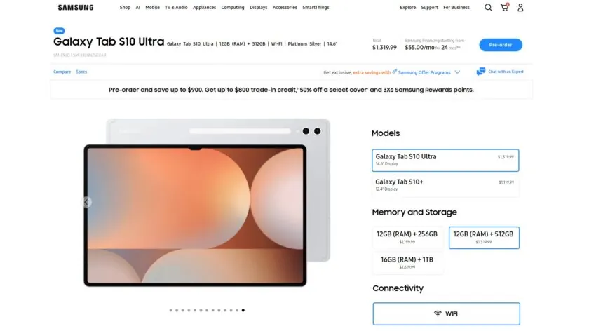 Від $1000 до $1620: Samsung розкрила ціни на Galaxy Tab S10 в США 