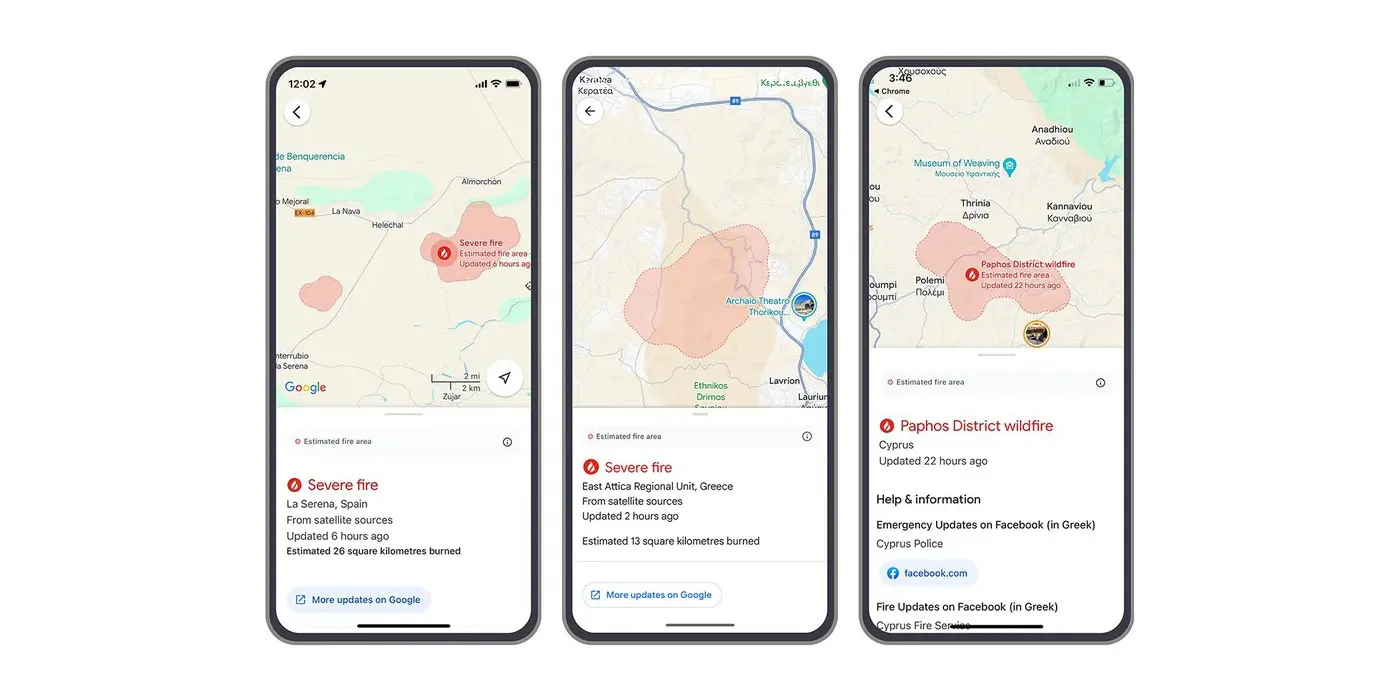Google Maps und Search erweitern die Überwachung von Waldbränden auf 15 neue Länder in Europa und Afrika
