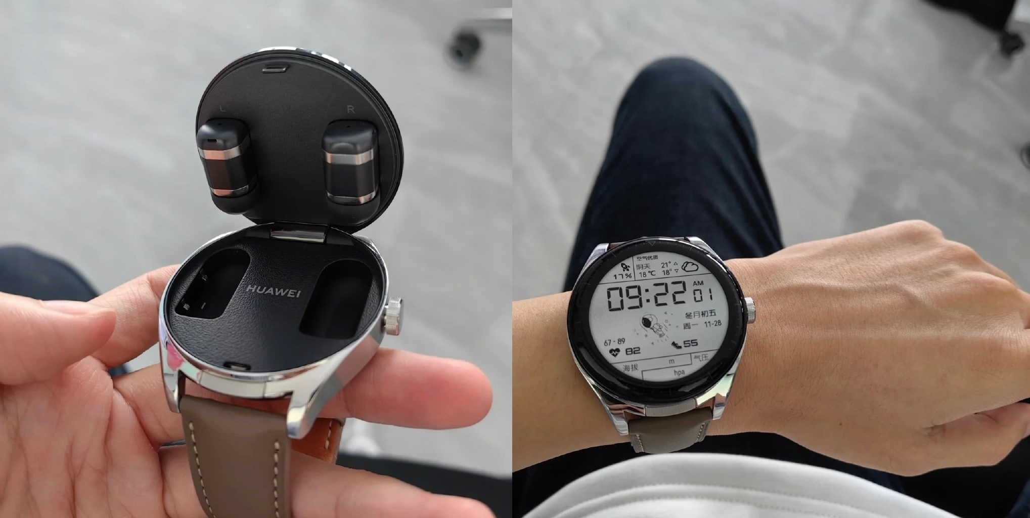 Voici à quoi ressemblera le Huawei Watch Buds : une smartwatch avec des écouteurs TWS intégrés.