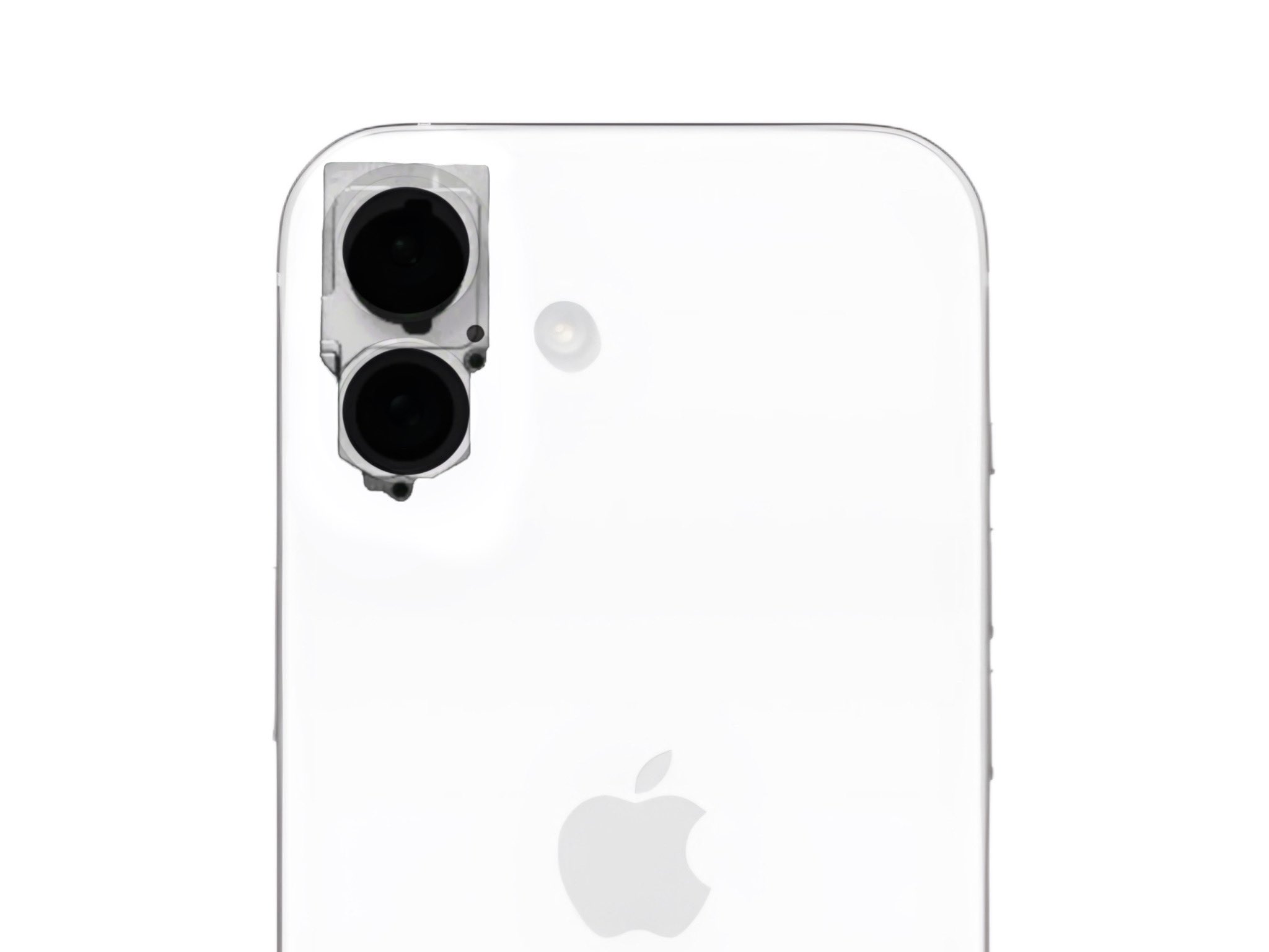 De eerste foto van de camera-unit van de iPhone 16 met verticaal geplaatste modules is opgedoken