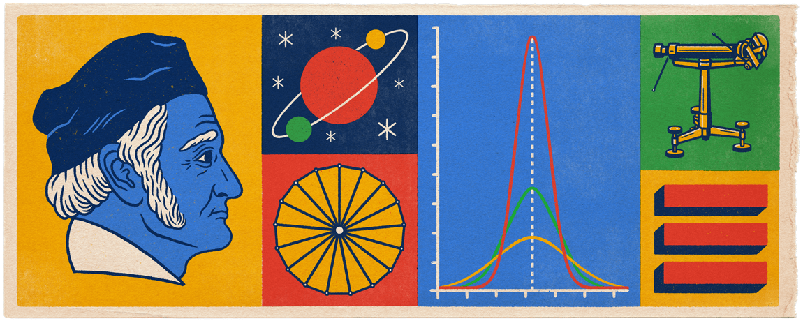 Doodle Google celebrates the 241th anniversary of the birth of Johann Carl Friedrich Gauss