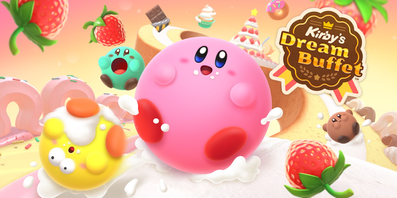 Anuncio de Kirby's Dream Buffet: arcade competitivo sobre comer golosinas