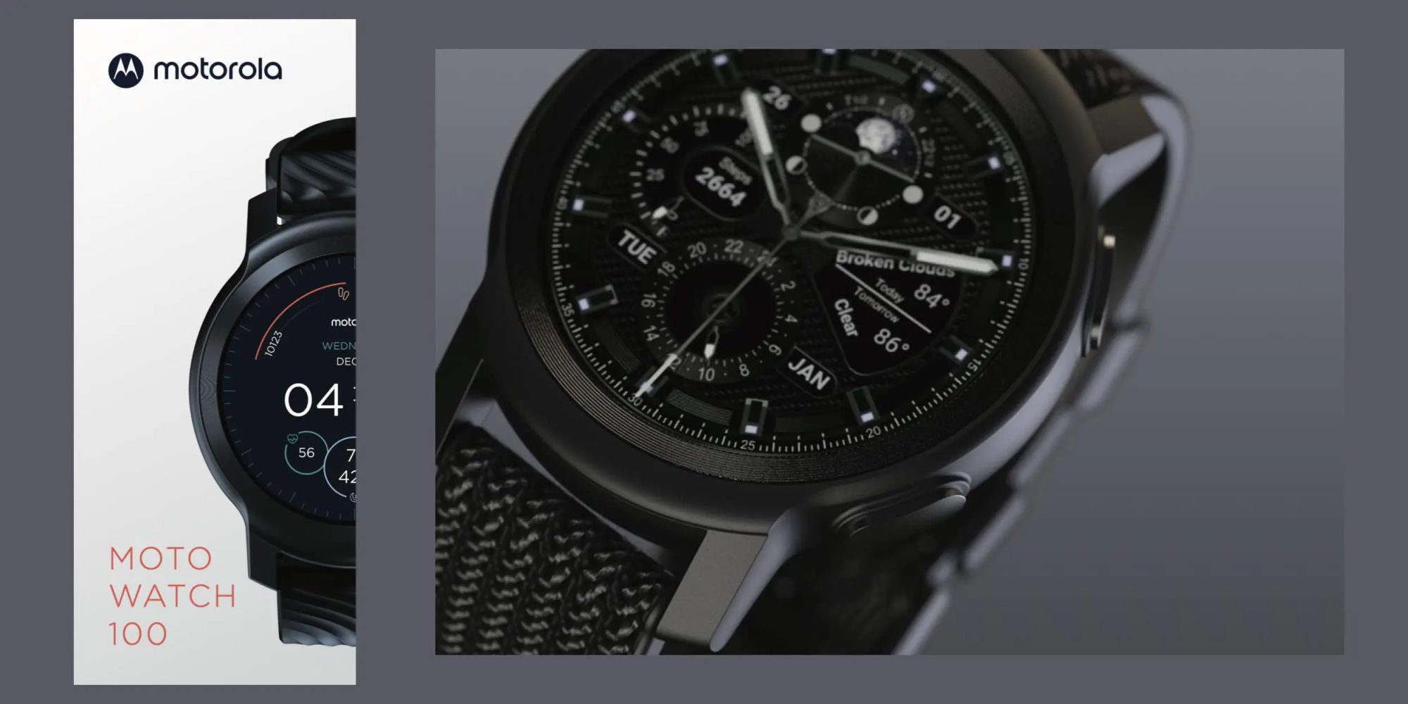 Motorola Moto Watch 100 Smartwatch, Silver