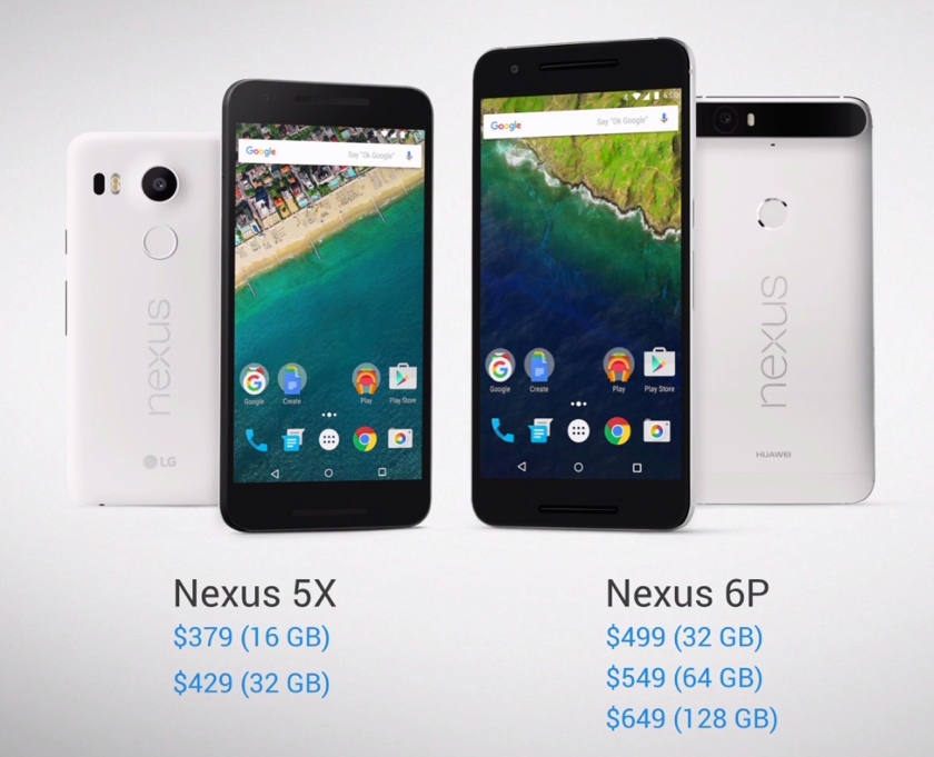 Цены на Nexus 5X и Nexus 6P: от 379 до 649 долларов