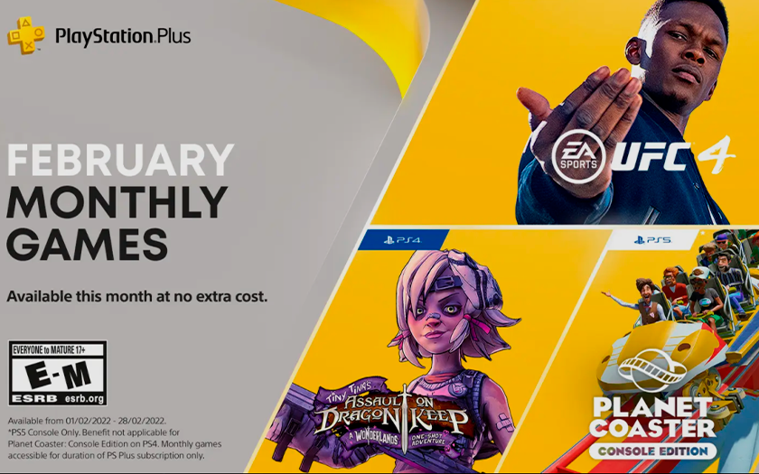 PlayStation Plus subscription in February: UFC4, Borderlands spin-off and park building sim