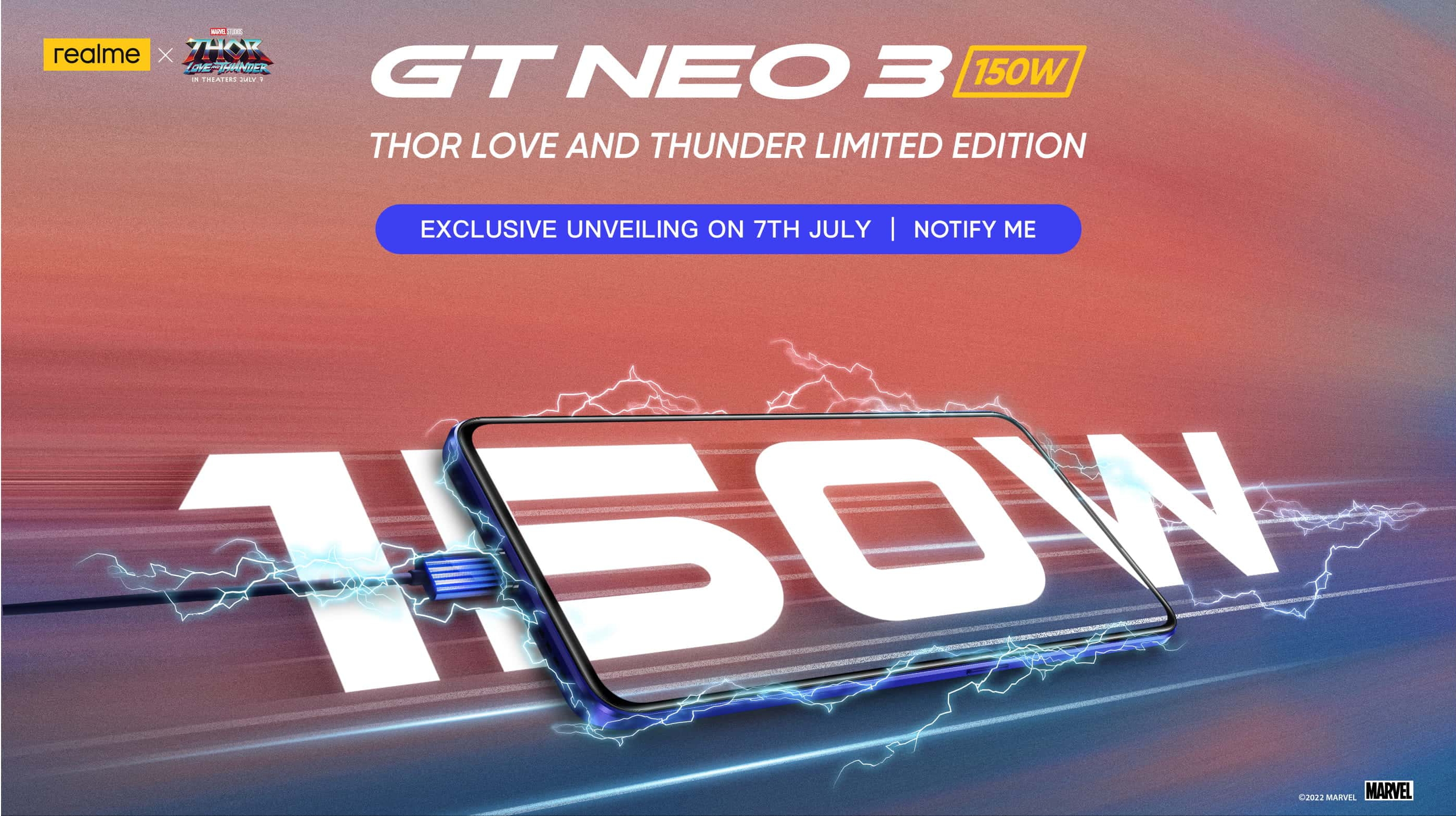 realme lanzará una versión especial del realme GT Neo 3 el 7 de julio para celebrar el lanzamiento de Thor: Love and Thunder
