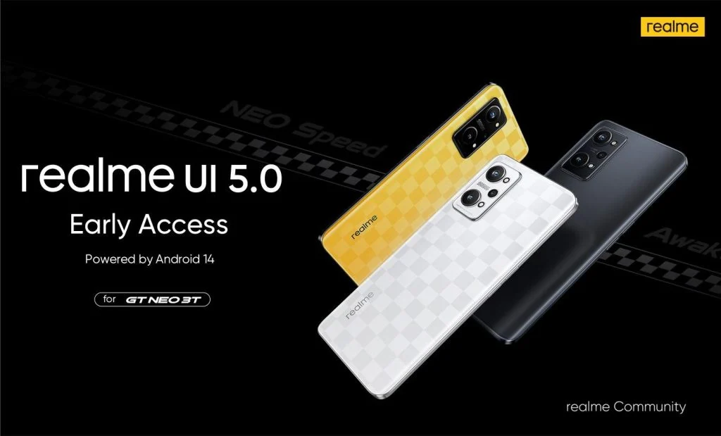 Realme GT Neo 3T har modtaget en betaversion af Realme UI 5.0 med Android 14-styresystemet.