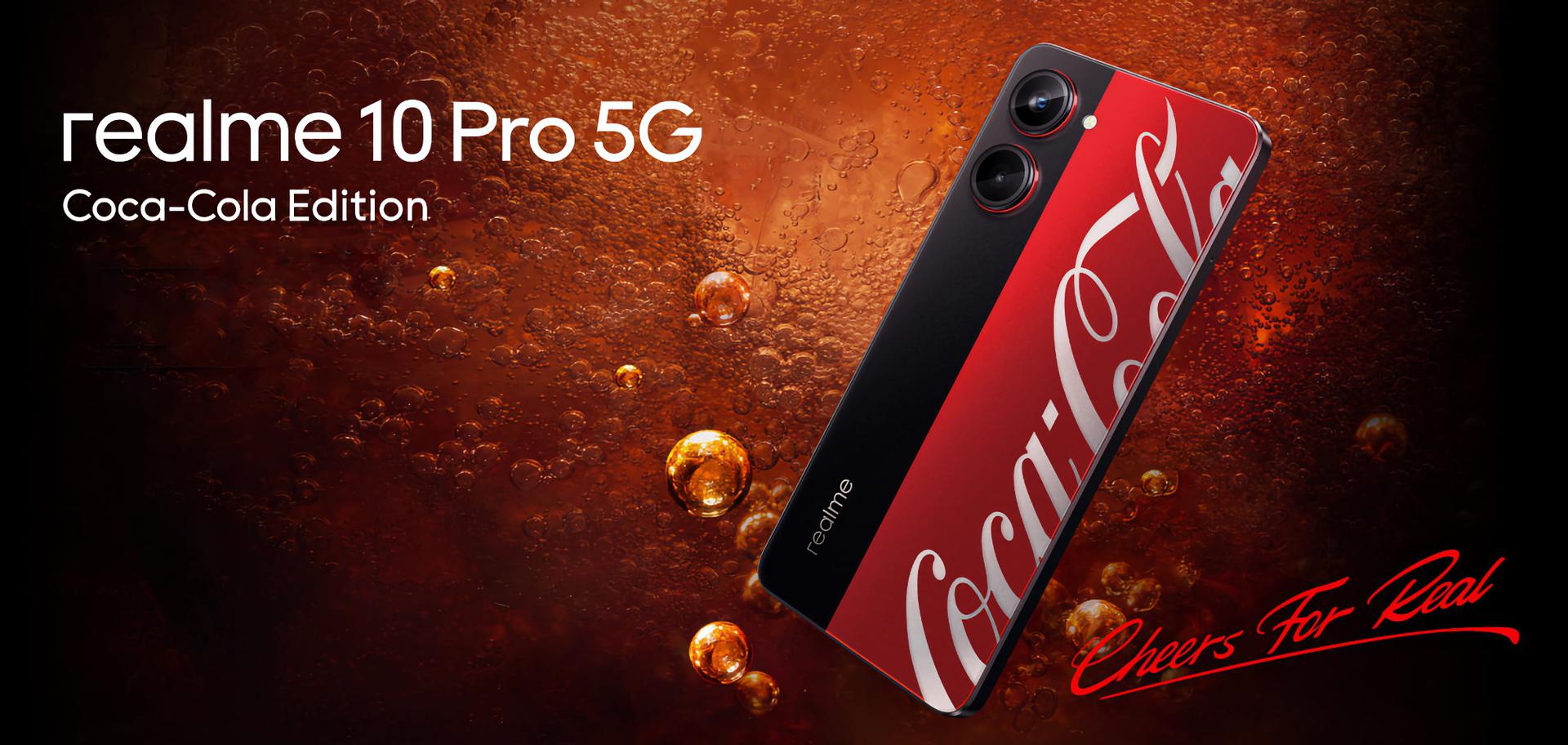 Insider showed a video of the realme 10 Pro 5G Coca Cola Edition: a special version of the realme 10 Pro 5G smartphone with a 120Hz screen and Snapdragon 695 chip