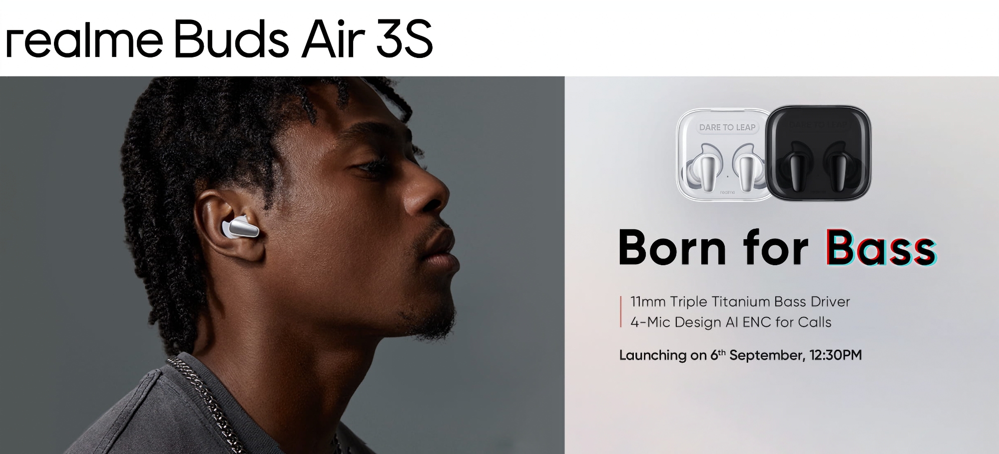 Ya es oficial: Los auriculares TWS realme Buds Air 3S con un diseño inusual, Bluetooth 5.3 y drivers de 11 mm serán presentados el 6 de septiembre