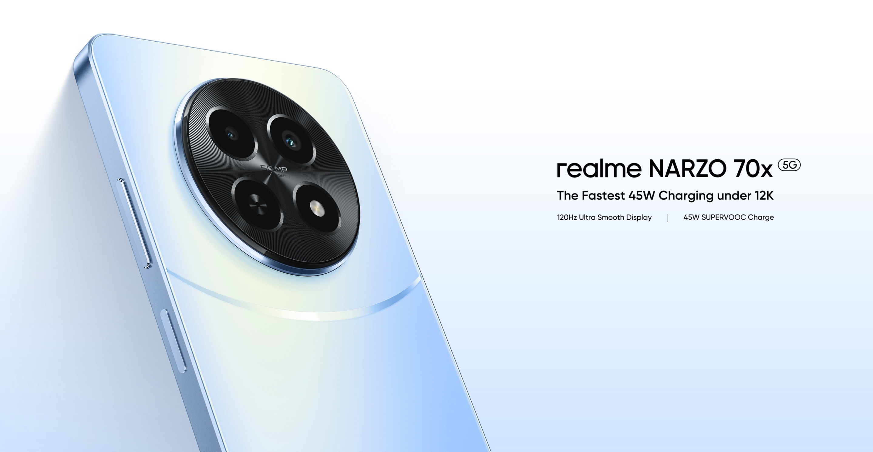 Realme Narzo 70x 5G : écran IPS 120Hz, puce MediaTek Dimensity 6100+, appareil photo 50MP et charge 45W pour 144$.