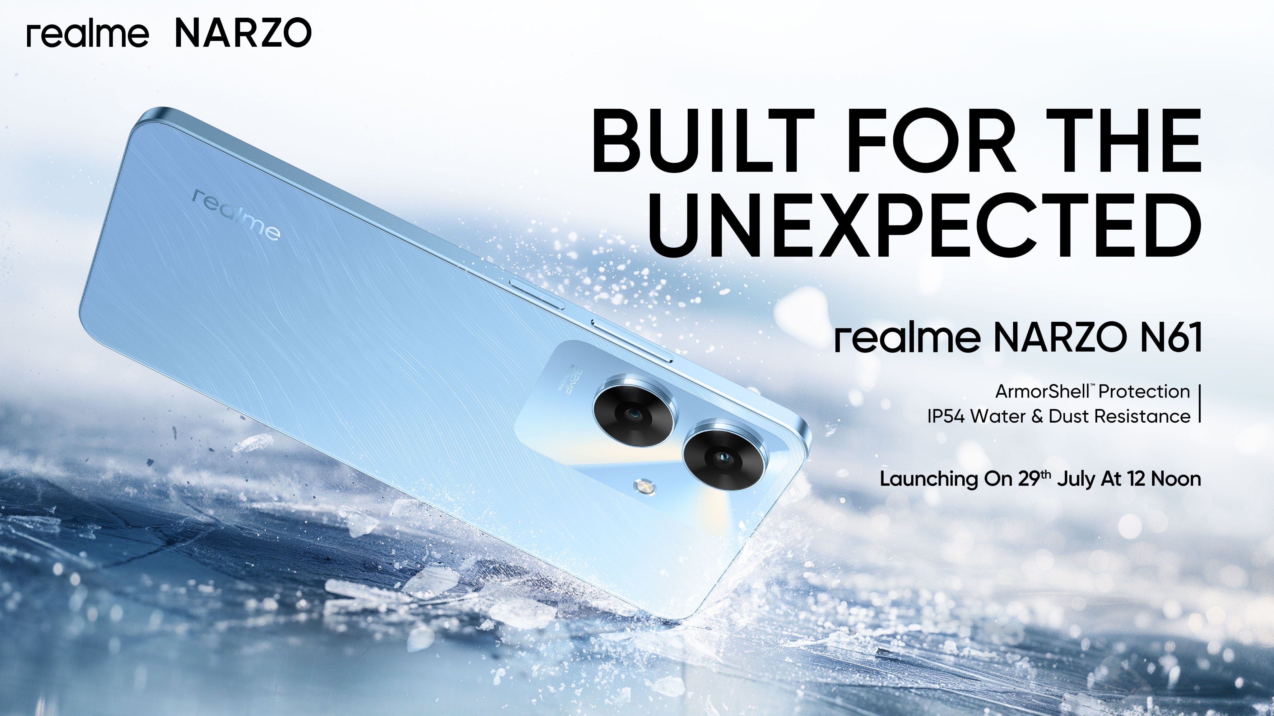 Official: realme Narzo N61 with IP54 protection debuts on 29 July
