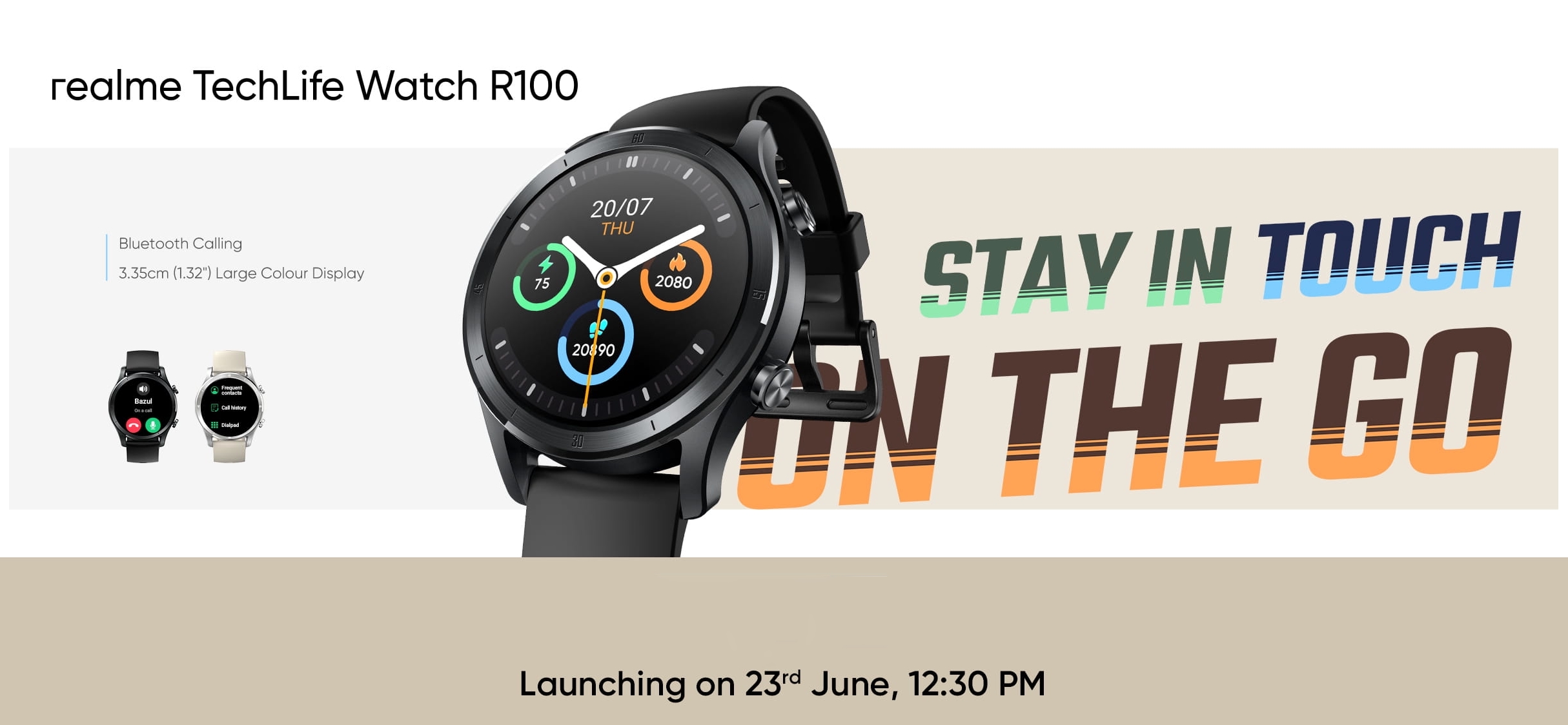 realme techlife watch r100 smartwatch mit anruffunktion und autonomie bis zu 7 tage am 23. juni