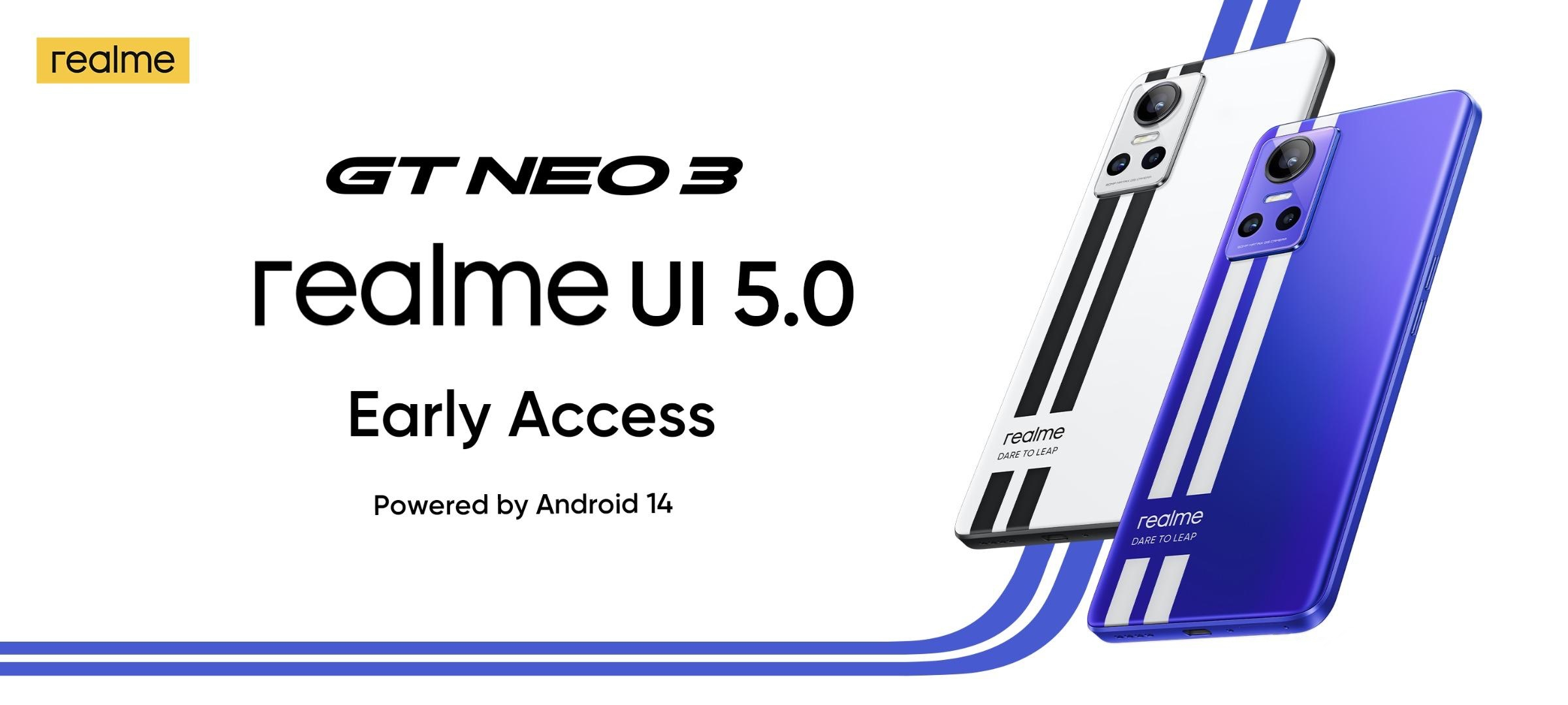 realme has announced the realme UI 5.0 Android 14-based realme UI 5.0 testing programme for the realme GT Neo 3 and realme GT Neo 3 150W