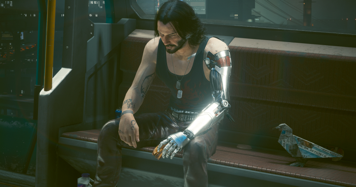 Thanks to the 2.1 update, Cyberpunk 2077 features a famous meme with a sad Keanu Reeves