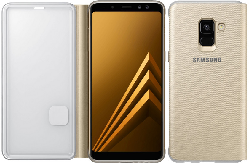 Official press photos of the smartphone Samsung Galaxy A8 (2018) in the case