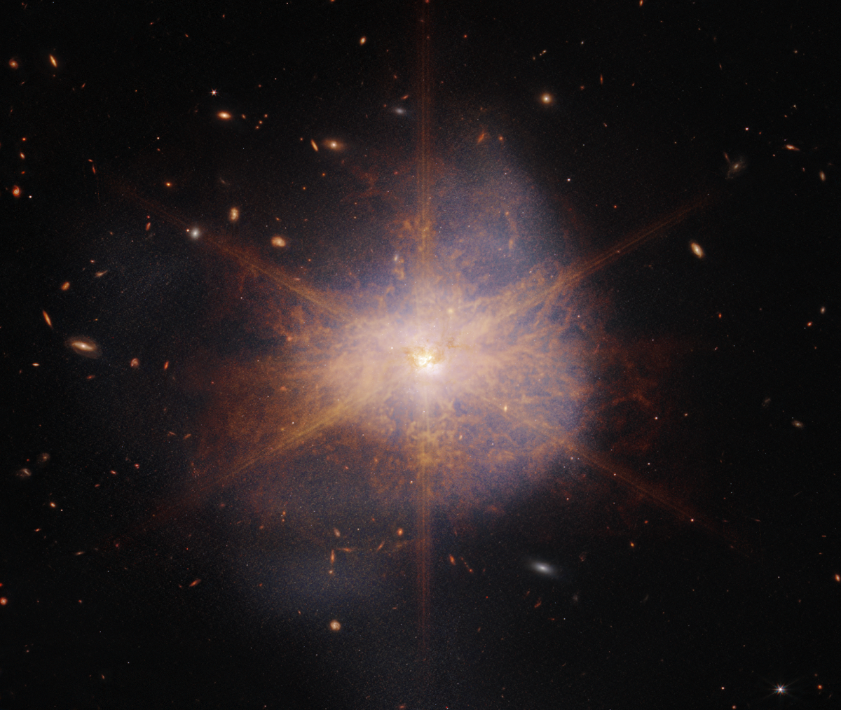 James Webb fotografeerde het infrarood sterrenstelsel Arp 220, dat 1 biljoen helderder is dan de zon.