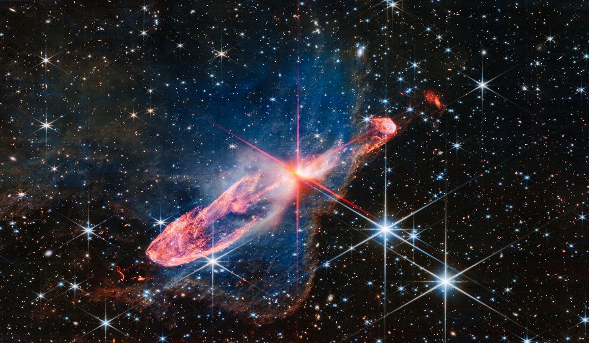 James Webb tomó una fotografía de dos estrellas a 1.470 años luz de la Tierra que están en proceso de formación