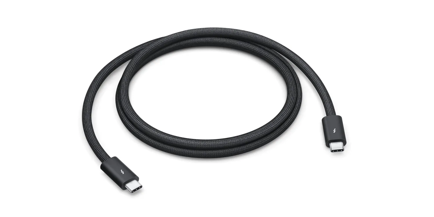 Apple dévoile un câble USB-C Thunderbolt 5 à 69 $ : des vitesses jusqu'à 120 Gbps pour le nouveau Mac mini.