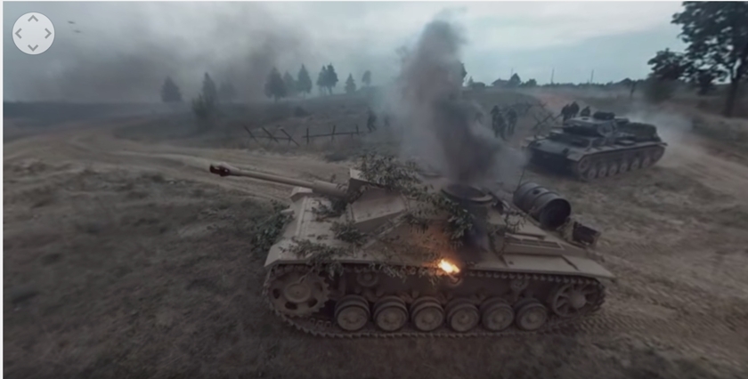 Панорамная реконструкция танкового боя (панорамное видео)