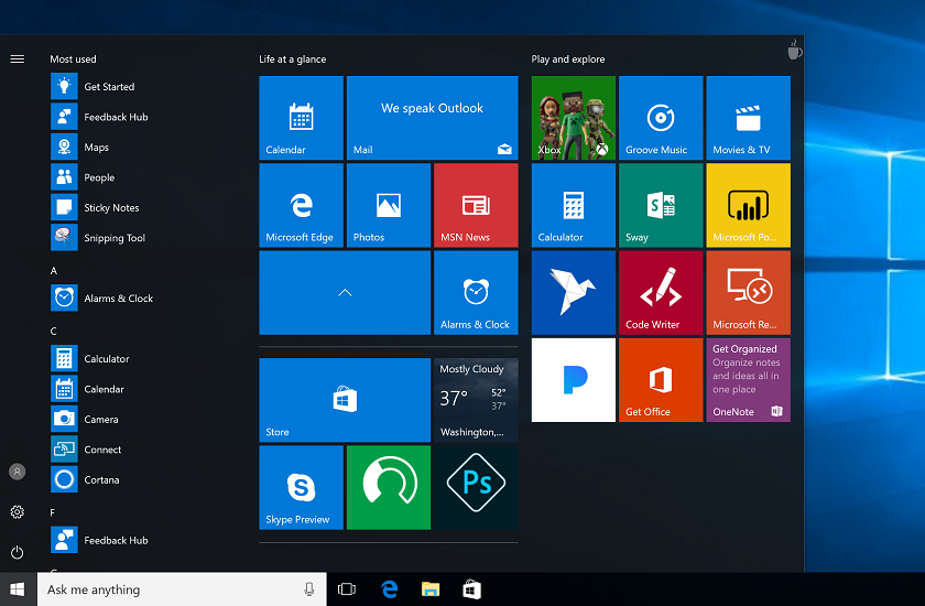 В Windows 10 Creators Update можно будет объединять приложения в папки