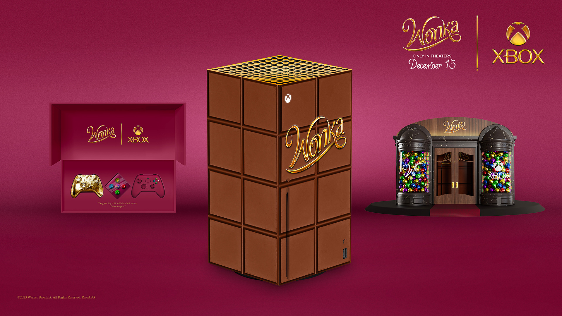 För att fira den snart premiärvisade filmen "Wonka" har Xbox tillkännagivit ett samarbete med Warner Bros. och lottar ut en Series X med en gamepad i choklad