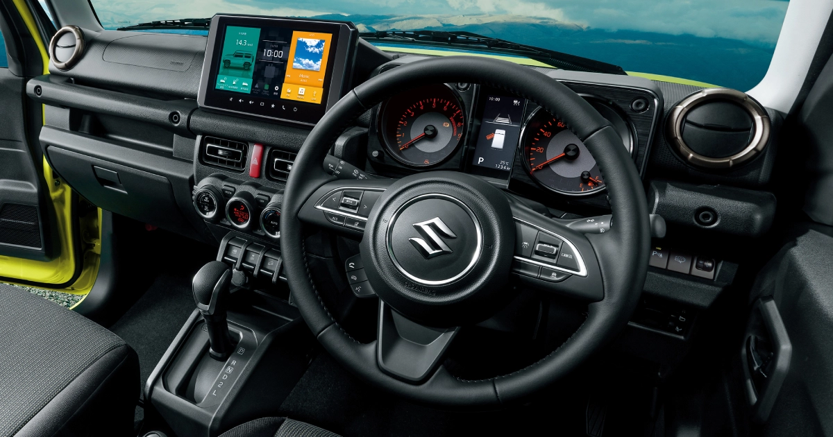 New look at the dashboard of the Suzuki Jimny interior