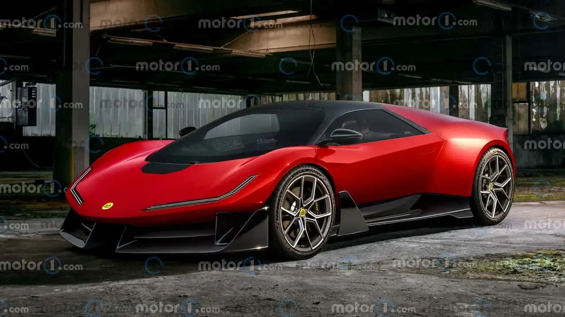 Рендер нового суперкара Lotus у жовтому кольорі