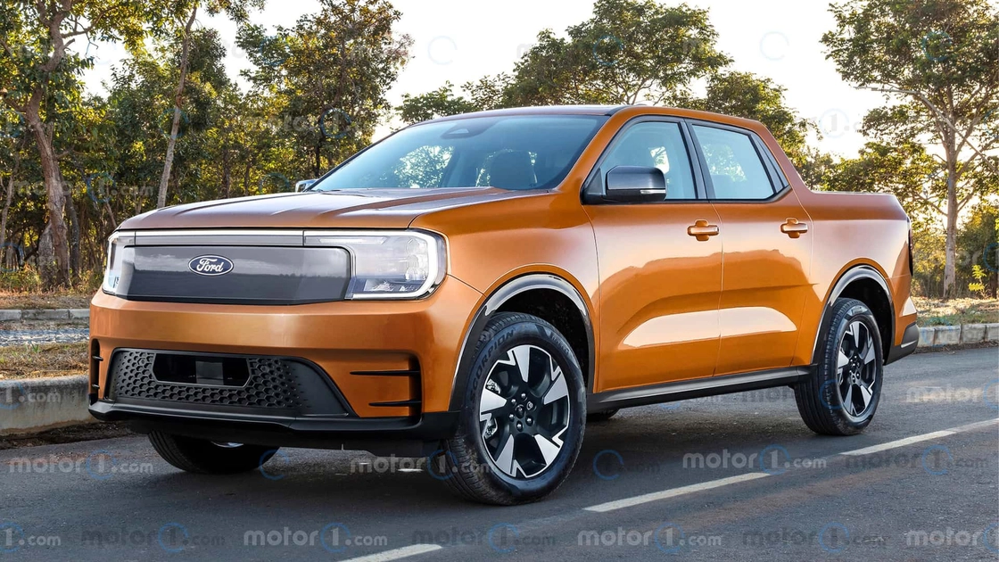 Рендер електропікапа Ford Fathom у синьому кольорі