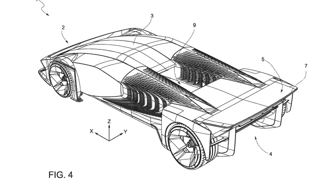 Схематичне зображення патенту рухомих ліхтарів Ferrari