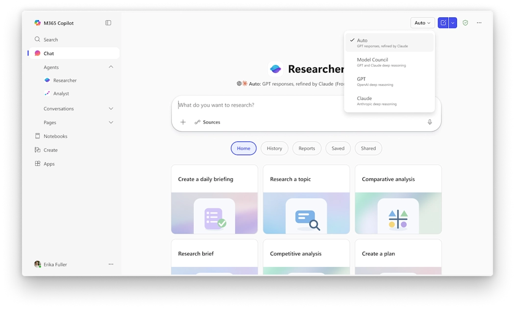 Exploring Innovations: Interface of Researcher in Microsoft 365 Copilot