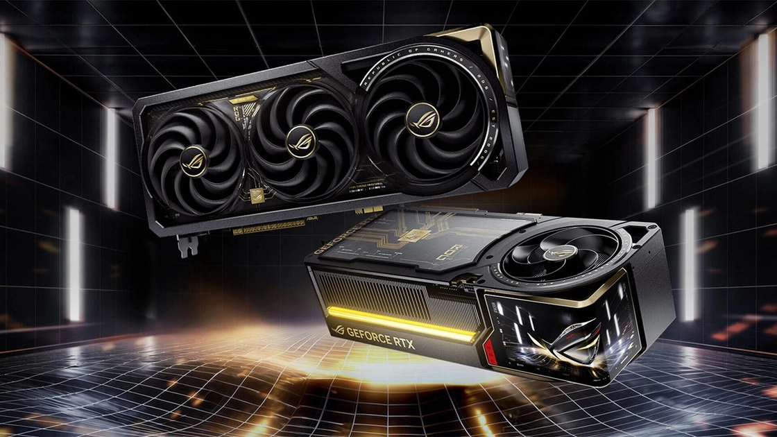 The curved AMOLED display wraps around the chassis and can show live GPU stats or 3D visuals.