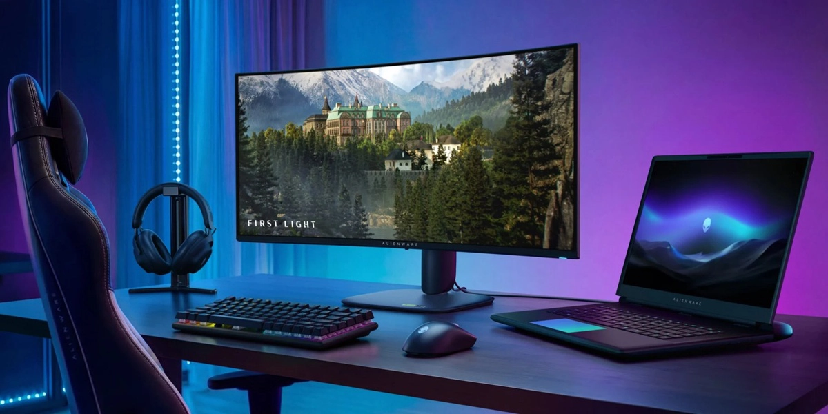 L'Alienware AW3426DW et sa dalle QD-OLED incurvée 34 pouces avec technologie Penta Tandem.