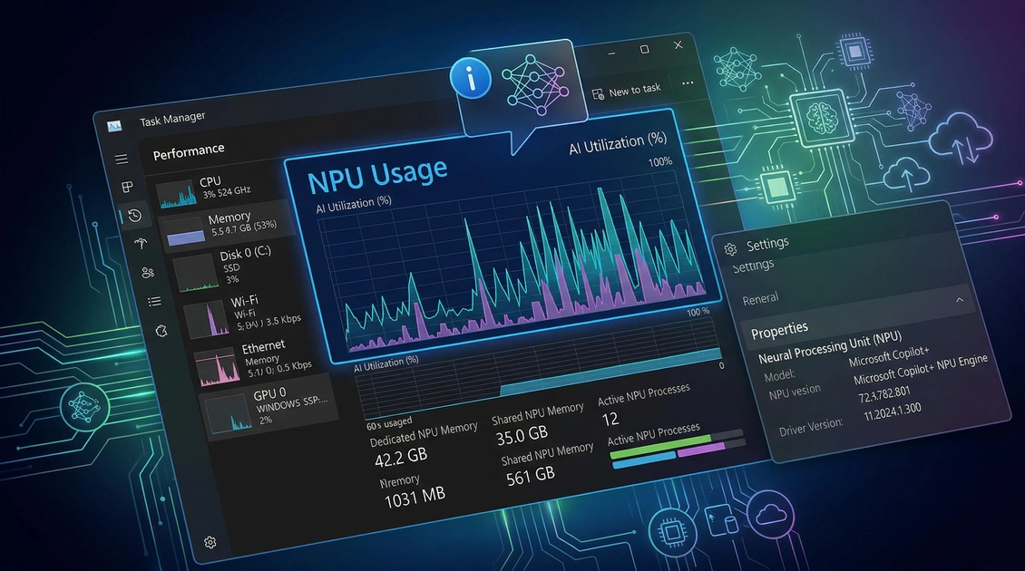 Моніторинг NPU в Диспетчері завдань Windows 11