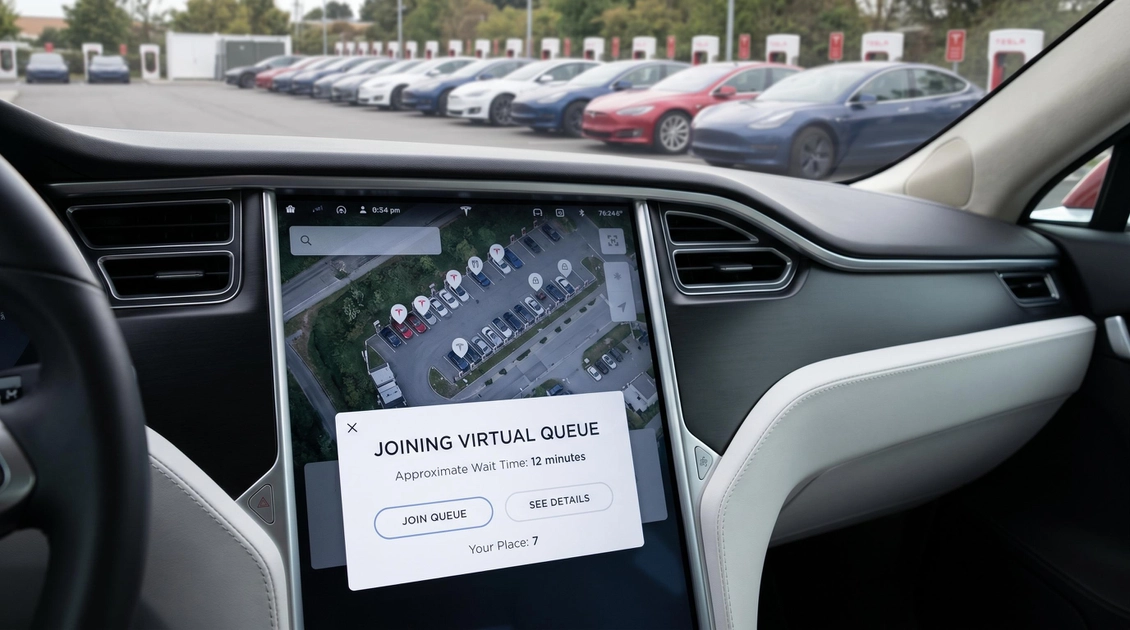 Електромобіль Tesla на станції Supercharger