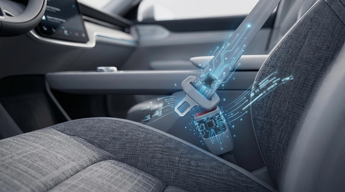 Традиційний пасок безпеки Volvo на фоні логотипу