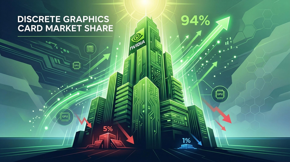 Графік часток ринку відеокарт Q4 2025