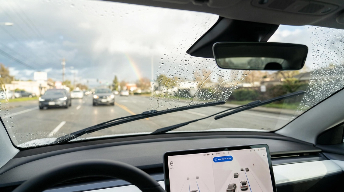 Автомобіль Tesla Model Y у сніжну погоду