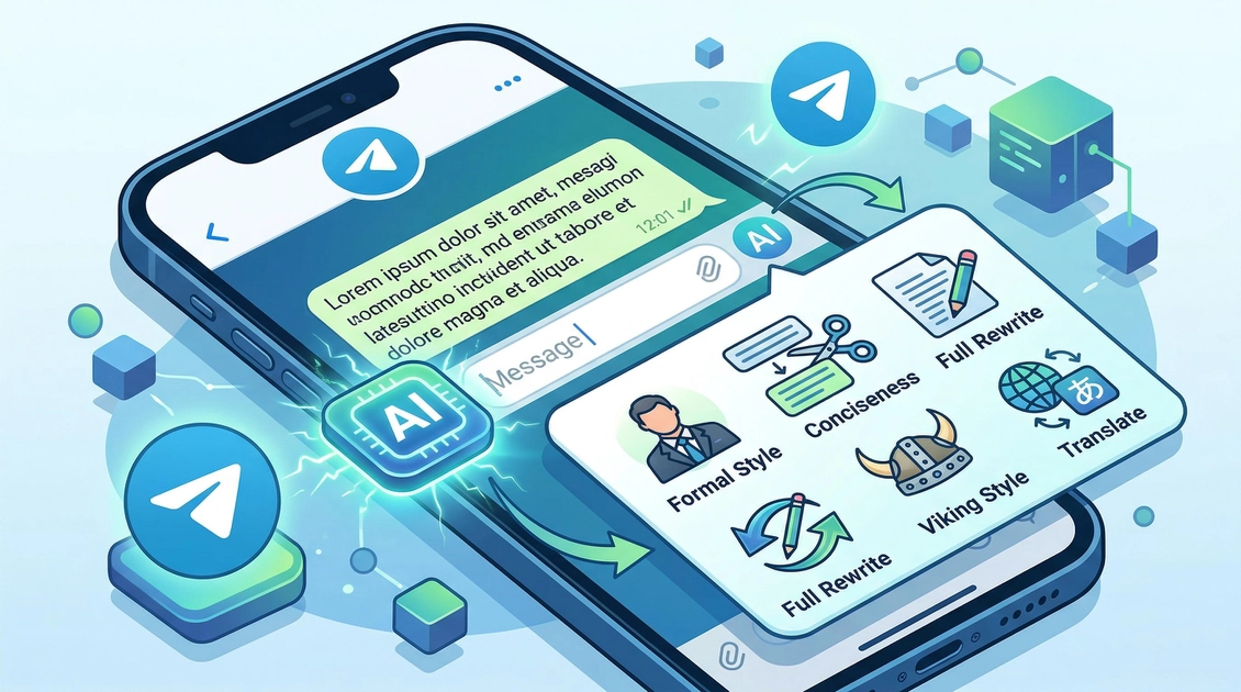 Інтерфейс ШІ-редактора Telegram у дії