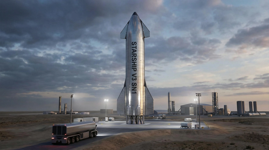 Прототип Starship V3 SN1 на майданчику