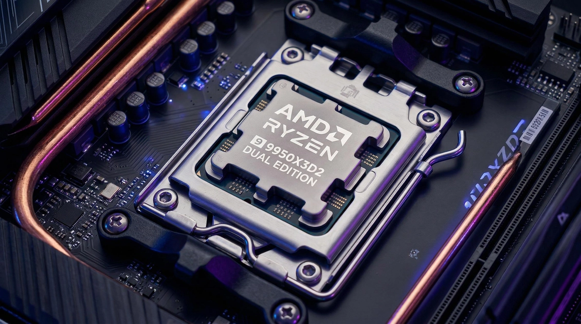 Процесор AMD Ryzen 9 9950X3D2 у коробці