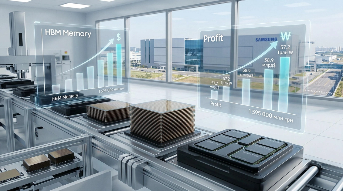 Чіпи пам'яті Samsung на виробничій лінії