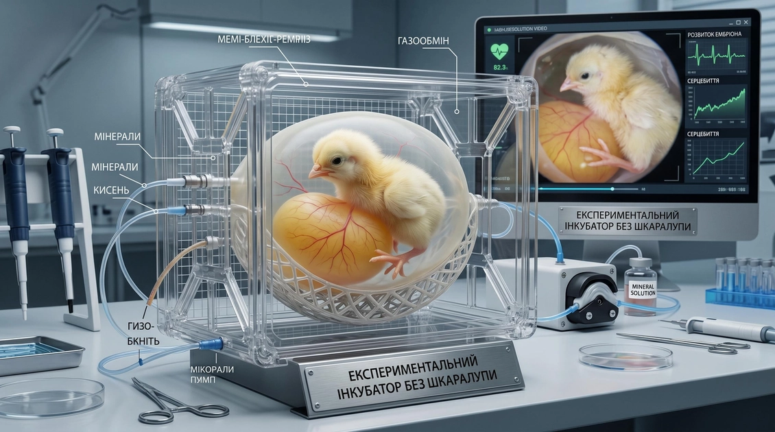 Курча в штучному 3D-яйці