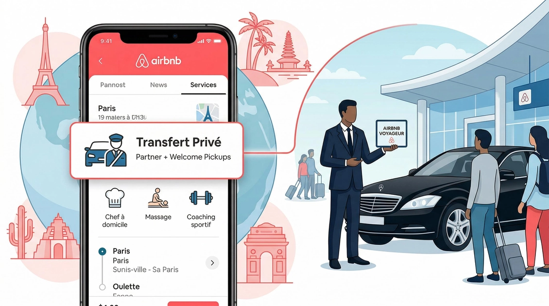 Interface application Airbnb réservation transport chauffeur