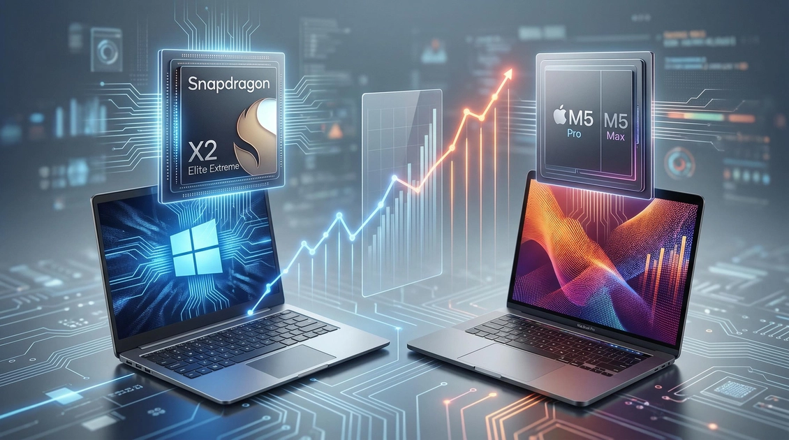 Графік порівняння Snapdragon та Apple M5